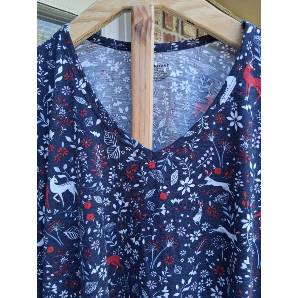NWT 🔥 Lane Bryant V-neck 3/4 Sleeve Side Ruched Tee in Garden Animal Sz 26/28 - Picture 5 of 10